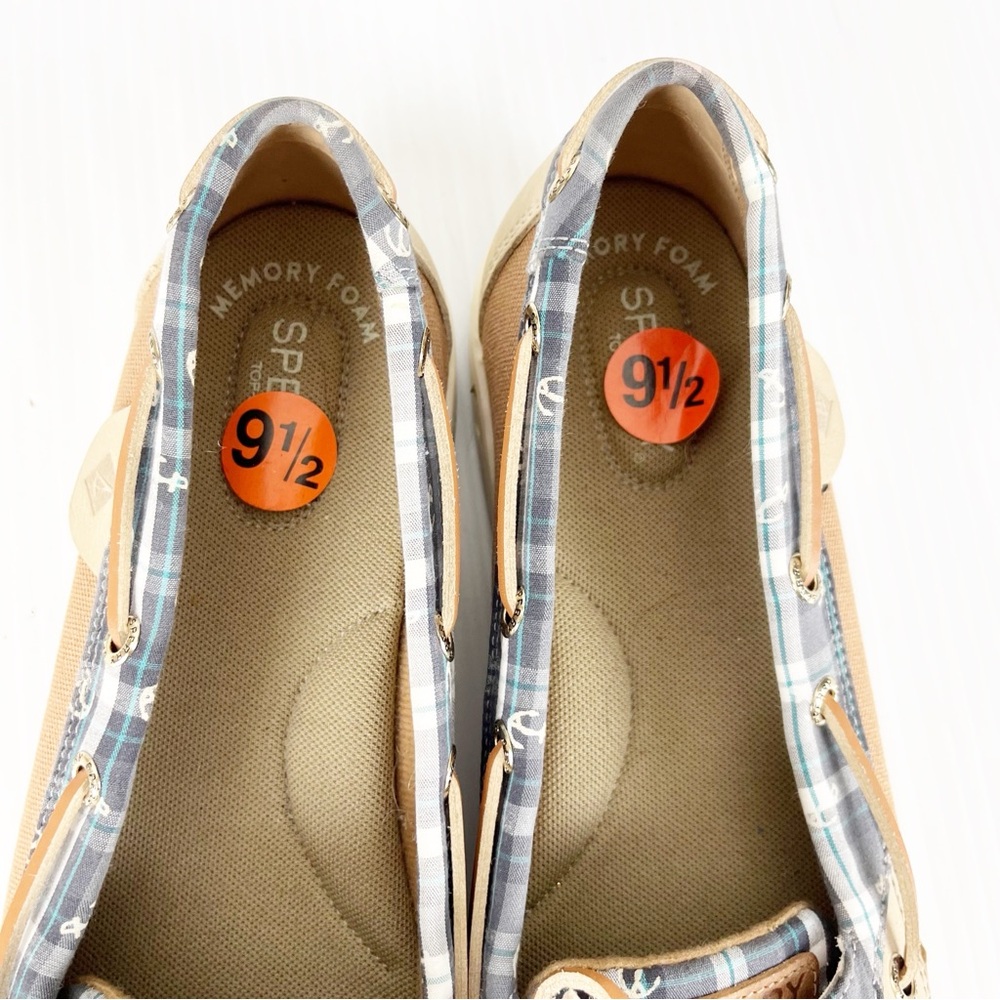 Sperry Top Sider Angelfish Varsity Tan Leather Plaid Boat Shoes - Picture 6 of 6